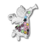 Silver angel charm with multicolored gemstones