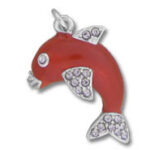 Red rhinestone dolphin pendant charm