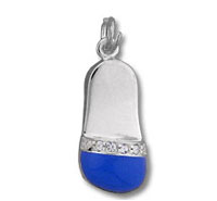 Blue enamel flip-flop pendant with rhinestones Blue enamel flip-flop pendant with rhinestones