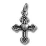 Silver cross pendant with heart centerpiece