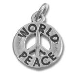 Silver round world peace pendant charm