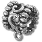 Ornate silver heart charm with loop