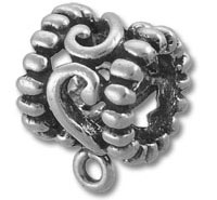 Ornate silver heart charm with loop