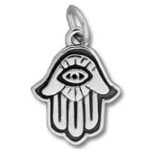 Silver Hamsa hand pendant with central eye