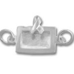 Silver awareness ribbon bracelet connector charm