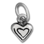 Silver heart charm pendant with double hearts