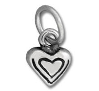Silver heart charm pendant with double hearts