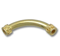 curved gold bead spacer with decorative ends