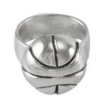 Silver dome ring with crossed grooves