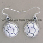 Pair of silver soccer ball dangle earrings