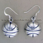 Pair of silver basketball dangle earrings