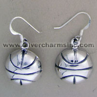 Pair of silver basketball dangle earrings
