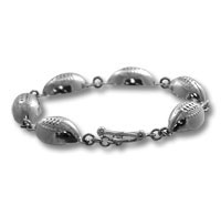 Sterling silver oval bead bracelet with clasp