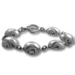 Silver beaded oval-link bracelet