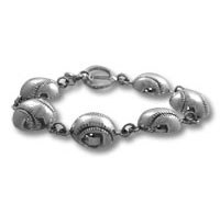 Silver beaded oval-link bracelet