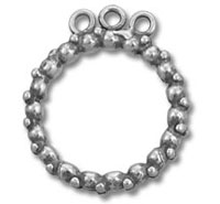 Beaded circular jewelry connector with three loops