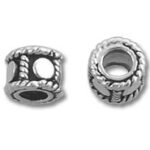 Silver barrel spacer beads with rope design