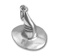 Silver witch hat pendant charm