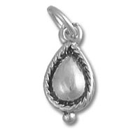 silver teardrop pendant charm with rope border