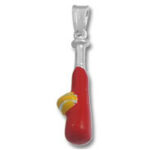 Red baseball bat pendant with yellow ball