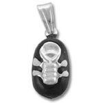 Black oval pendant with silver skull charm