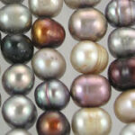 Close-up of multicolored metallic pearl strands