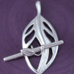 Silver leaf pendant with toggle bar
