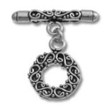 ornate silver filigree circle toggle clasp