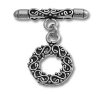 ornate silver filigree circle toggle clasp