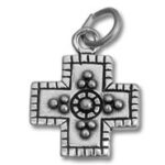 Silver decorative cross pendant with circular studs
