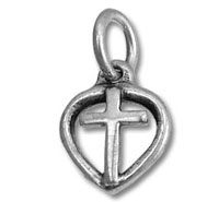 Silver heart pendant with cross