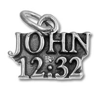 Silver pendant engraved with John 12:32
