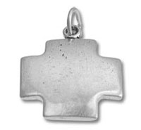 Plain silver cross pendant with bail