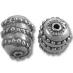 Two ornate silver barrel beads