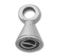 Silver cone cord end cap with loop