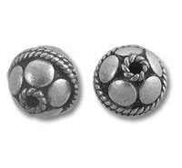 Pair of silver floral round metal beads