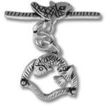 Silver fish charm with toggle clasp