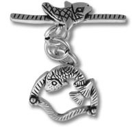 Silver fish charm with toggle clasp