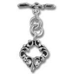 Ornate silver toggle clasp with decorative pendant