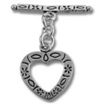 Silver heart pendant with toggle clasp