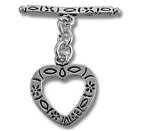 Silver heart pendant with toggle clasp
