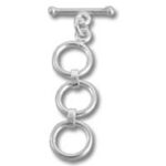 Silver toggle clasp with three linked rings