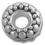 Silver-tone round spacer bead with raised dots