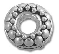 Silver-tone round spacer bead with raised dots
