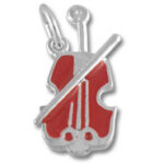 Red cello charm pendant with bow