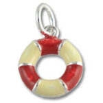 Red and cream lifebuoy pendant charm