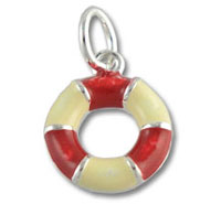 Red and cream lifebuoy pendant charm