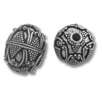 Two ornate round silver filigree beads