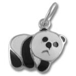 Silver enamel panda charm pendant