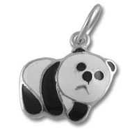 Silver enamel panda charm pendant